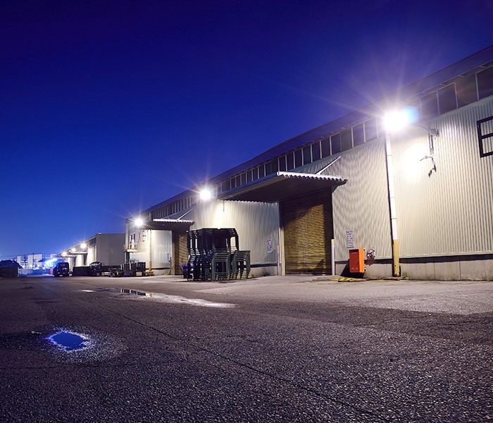 Loading bays at a warehouse.